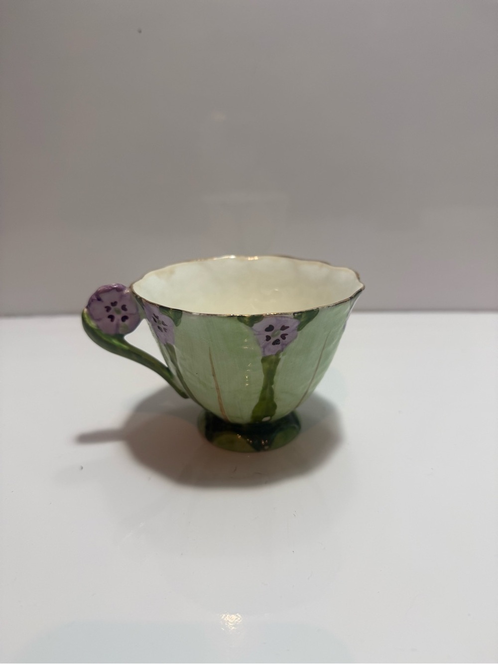 Vintage Atlas China Green Flower handled Teacup